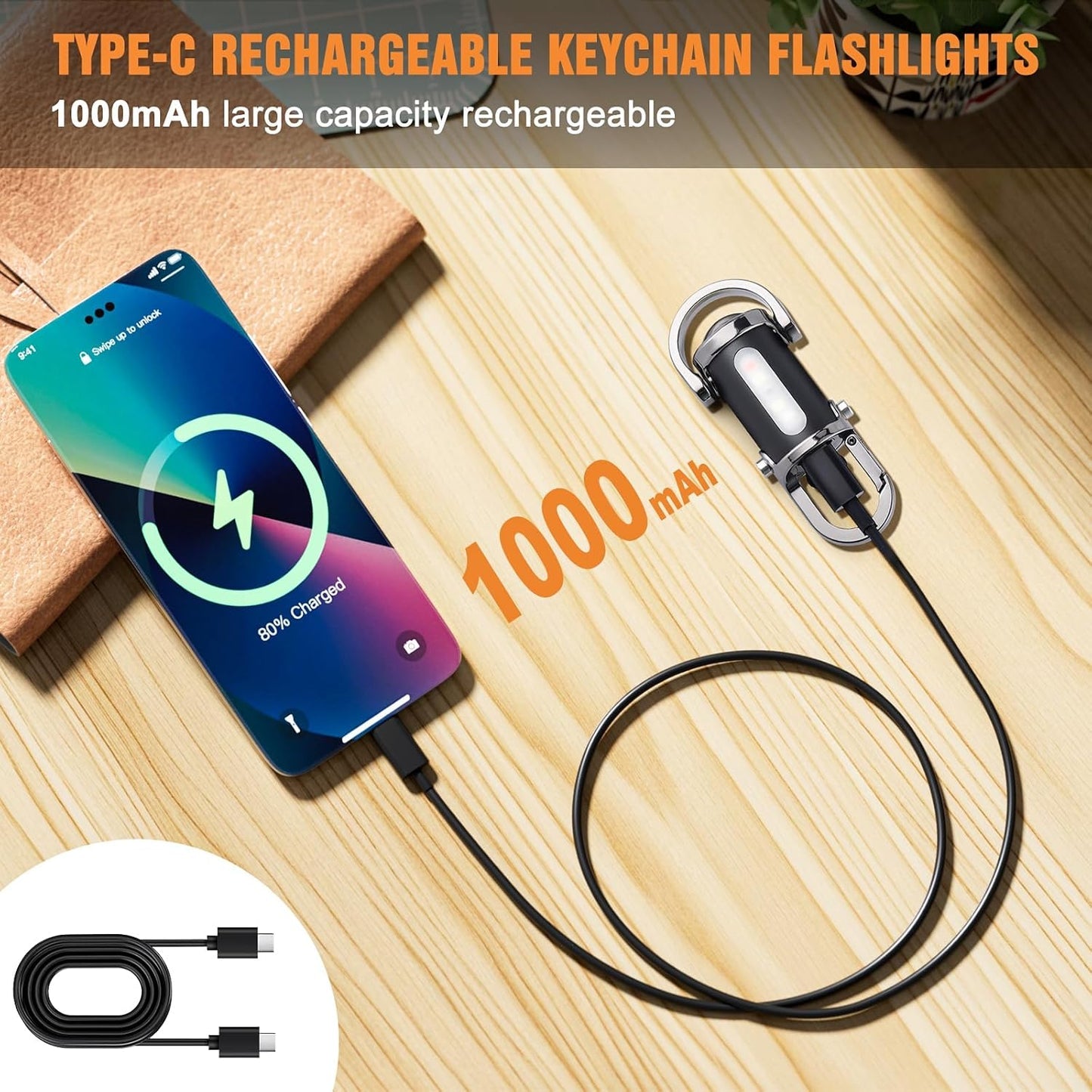 Rechargeable Keychain Flashlights, Lumens EDC Mini Flashlights