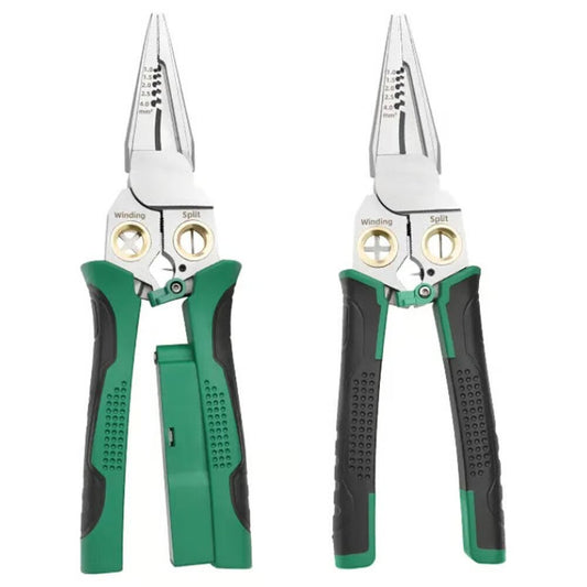 Outdoorfun 8 in 1 Wire Stripper Twister for Cutting and Pulling Wires Cable Scissors,Voltage Tester Pliers
